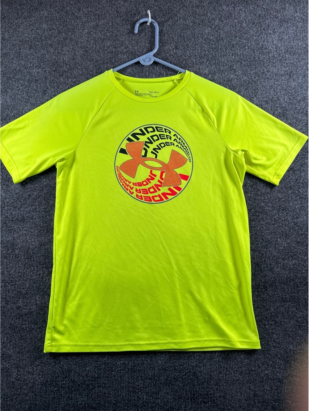 Under Armour HeatGear Mens Large Loose Neon Green Graphic Athletic T-Shirt